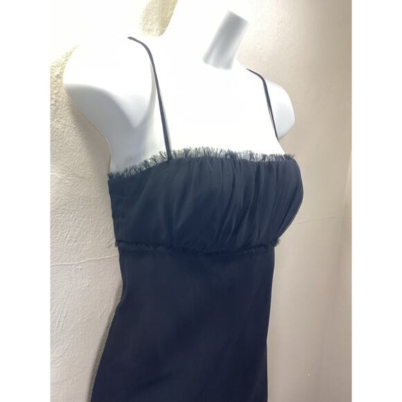 ABS Black Y2K Bias Cut Chiffon Silky 90's Evening Party Slip Dress 6 S Cocktail - Picture 3 of 6